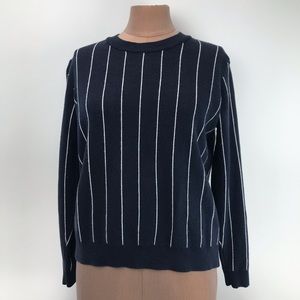 Topshop long sleeve striped blue sweatshirt